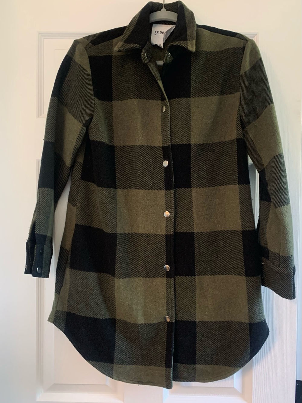 BB Dakota Olive & Black Plaid Snap-Front Shirt Jacket